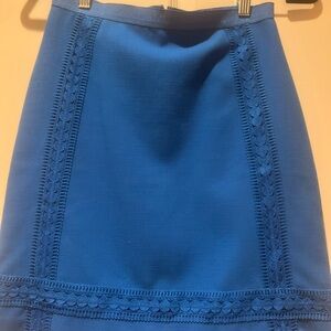 Ann Taylor Blue Mini Skirt with Lace Detail